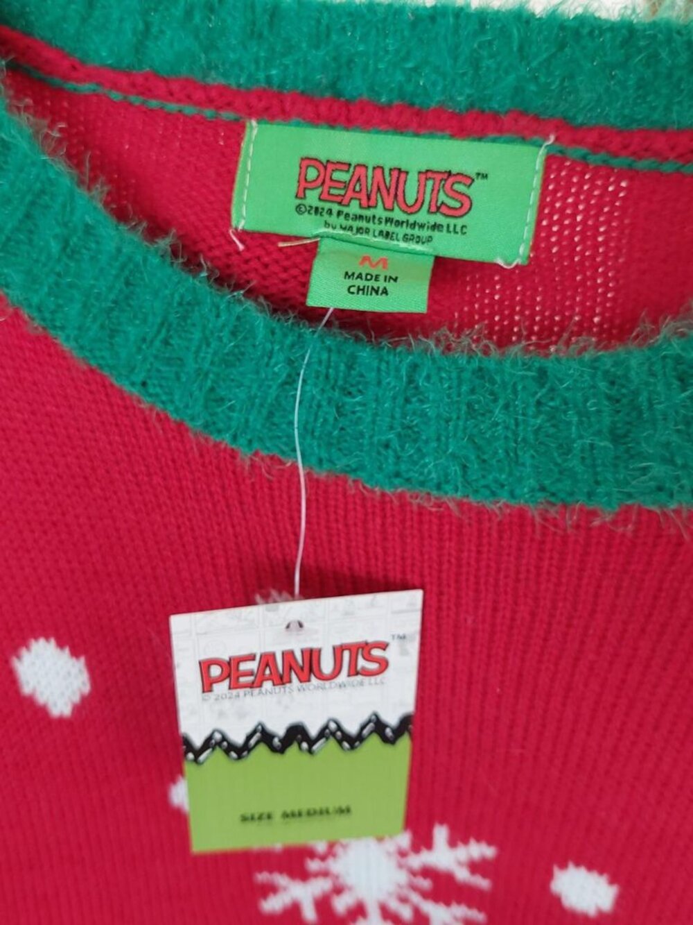 NWT Peanuts Charlie Brown Snoopy Ugly Christmas Sweater Gingerbread House Red Si - Picture 3 of 5